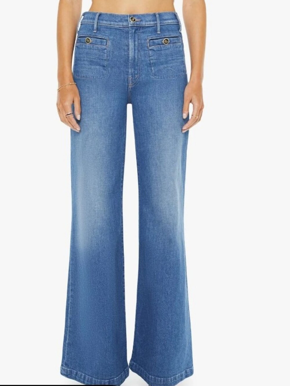 Mother the stashed hustler roller sneak high rise bootcut jeans